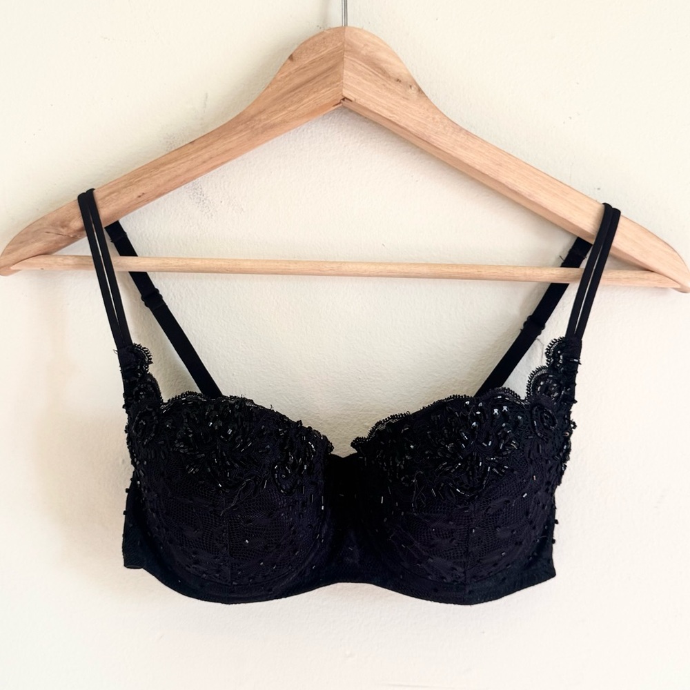Victoria’s Secret 34B Black Beaded Push Up Bra